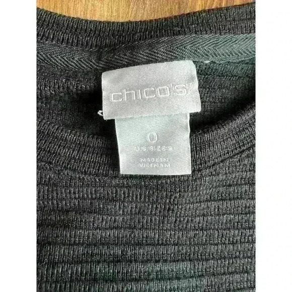 Chicos Oversized Ribbed Sweater Popover Size 0 Small Black Basic Soft Comfy - Picture 8 of 9